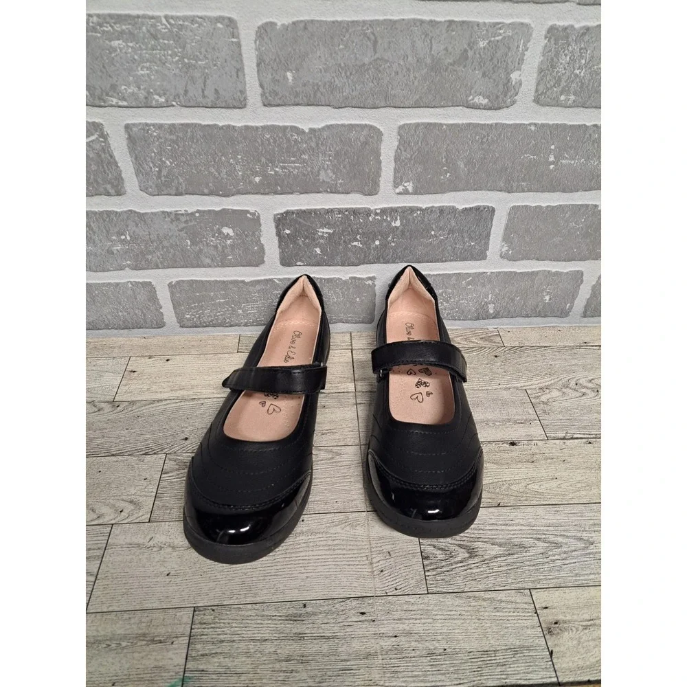 Olive & Edie Mary Jane Black Flat Shoes‎ Girl's Adjustable Strap Size 4M